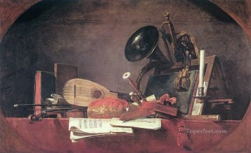 Jean Baptiste Simeon Chardin Painting - Music still life Jean Baptiste Simeon Chardin